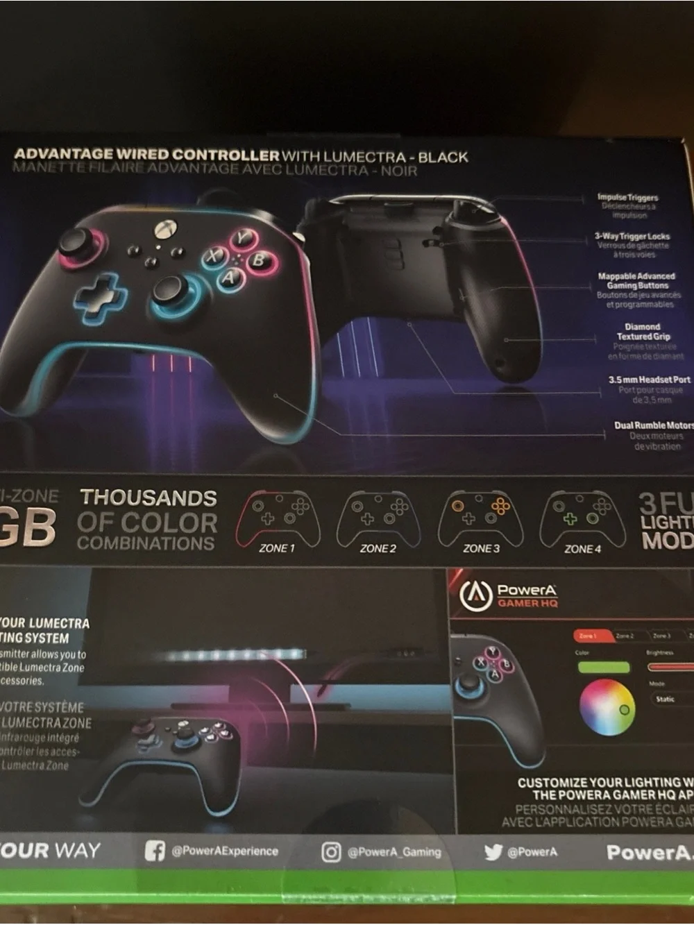 Lumectra Advantage Wired Xbox Controller - Black with RGB Accents